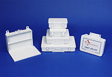 Metal First
aid kits shown:10 unit, 16 unit, 24 unit and 36 unit waterproof first aid boxes also shown metal standard office first aid kit box